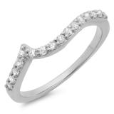 0.25 Carat (ctw) 10K White Gold Round Diamond Ladies Stackable Anniversary Wedding Contour Band Guard Ring 1/4 CT
