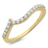 0.25 Carat (ctw) 10K Yellow Gold Round Diamond Ladies Stackable Anniversary Wedding Contour Band Guard Ring 1/4 CT