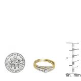 0.40 Carat (ctw) 10k Yellow Gold Round Diamond Ladies Split Shank Halo Style Bridal Engagement Ring Matching Band Set