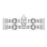 6X3mm Marquise & Round White Diamond Wedding Ring Set for Women (0.49 ctw, Color I-J, Clarity I2-I3) in 925 Sterling Silver