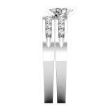 6X3mm Marquise & Round White Diamond Wedding Ring Set for Women (0.49 ctw, Color I-J, Clarity I2-I3) in 925 Sterling Silver