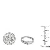 0.40 Carat (ctw) 10k White Gold Round Diamond Ladies Split Shank Halo Style Bridal Engagement Ring Matching Band Set
