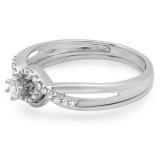 0.25 Carat (ctw) 10k White Gold Round Diamond Ladies Swirl Crossover Bridal Engagement Ring Matching Band Set 1/4 CT