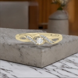 0.20 Carat (ctw) 18k Yellow Gold Round Diamond Crossover Swirl Ladies Bridal Promise Engagement Ring