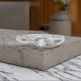 0.20 Carat (ctw) 18k White Gold Round Diamond Crossover Swirl Ladies Bridal Promise Engagement Ring