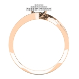 Round White Diamond Articulating Lozenge Shape Two Tone Wedding Engagement Ring for Her (0.13 ctw, Color I-J, Clarity I1-I2) in 18K Rose & White Gold
