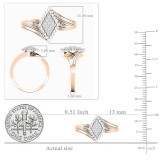 Round White Diamond Articulating Lozenge Shape Two Tone Wedding Engagement Ring for Her (0.13 ctw, Color I-J, Clarity I1-I2) in 18K Rose & White Gold