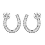 Round White Diamond Horseshoe Miligrain Edged Stud Earrings for Women (0.15 ctw, Color I-J, Clarity I2-I3) in 10K White Gold|Screw Back
