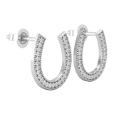 Round White Diamond Horseshoe Miligrain Edged Stud Earrings for Women (0.15 ctw, Color I-J, Clarity I2-I3) in 925 Sterling Silver|Push Back