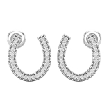 Round White Diamond Horseshoe Miligrain Edged Stud Earrings for Women (0.15 ctw, Color I-J, Clarity I2-I3) in 925 Sterling Silver|Push Back
