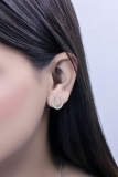 Round White Diamond Horseshoe Miligrain Edged Stud Earrings for Women (0.15 ctw, Color I-J, Clarity I2-I3) in 925 Sterling Silver|Screw Back