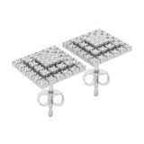 Round White Diamond Symmetry Square Stud Earrings for Women (0.54 ctw, Color I-J, Clarity I2-I3) in 10K White Gold in Push Back