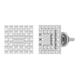Round White Diamond Symmetry Square Stud Earrings for Women (0.54 ctw, Color I-J, Clarity I2-I3) in 10K White Gold in Screw Back