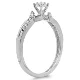 0.15 Carat (ctw) 10k White Gold Round Diamond Crossover Split Shank Ladies Bridal Promise Engagement Ring 1/6 CT