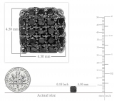 Round Black Diamond Dice Shaped Unisex Stud Earrings (0.33 ctw, Color Black, Clarity Opaque) in Black Plated 10K White Gold in Push Back