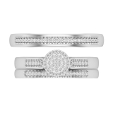 Round White Diamond Cluster Miligrian Wedding Trio Ring Set for Him & Her (0.24 ctw, Color I-J, Clarity I2-I3) in 925 Sterling Silver