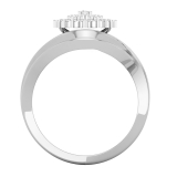Baguette & Round White Diamond Composite Marquise Multi-Row bypass Frame Cocktail Ring for Her (1.98 ctw, Color I-J, Clarity I2-I3) in 925 Sterling Silver