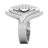 Baguette & Round White Diamond Composite Marquise Multi-Row bypass Frame Cocktail Ring for Her (1.98 ctw, Color I-J, Clarity I2-I3) in 925 Sterling Silver