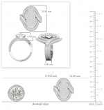 Baguette & Round White Diamond Composite Marquise Multi-Row bypass Frame Cocktail Ring for Her (1.98 ctw, Color I-J, Clarity I2-I3) in 925 Sterling Silver