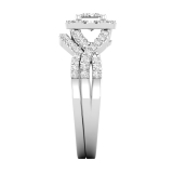 4mm Princess & Round White Diamond Entwined Cushion Shape Halo Wedding Ring Set for Her (1.00 ctw, Color I-J, Clarity I2-I3) in 925 Sterling Silver