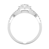 4mm Princess & Round White Diamond Entwined Cushion Shape Halo Wedding Ring Set for Her (1.00 ctw, Color I-J, Clarity I2-I3) in 925 Sterling Silver