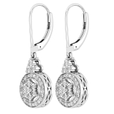 Round White Diamond Beaded Illusion Set Flower Cluster Dangle Lever Back Earrings for Women (0.29 ctw, Color I-J, Clarity I2-I3) in 10K White Gold