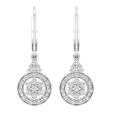 Round White Diamond Beaded Illusion Set Flower Cluster Dangle Lever Back Earrings for Women (0.29 ctw, Color I-J, Clarity I2-I3) in 10K White Gold