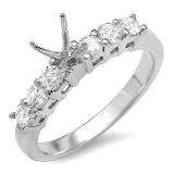 0.50 Carat (ctw) 14K White Gold Round Diamond 7 Stone look Semi Mount Ladies Engagement Bridal Ring (No Center Stone)