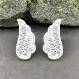 Round White Diamond Angel Wing Stud Earrings for Women (0.06 ctw, Color I-J, Clarity I2-I3) in 925 Sterling Silver in Push Back
