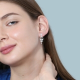 1.31 cttw Pear & Round White Diamond Chandelier Dangling Earrings for Her in 925 Sterling Silver in Push Back
