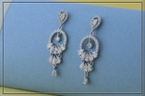1.31 cttw Pear & Round White Diamond Chandelier Dangling Earrings for Her in 925 Sterling Silver in Push Back