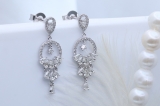 1.31 cttw Pear & Round White Diamond Chandelier Dangling Earrings for Her in 925 Sterling Silver in Push Back