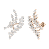 3.50 cttw Pear White Diamond Cluster Stud Earrings for Women in 18K Solid Rose Gold in Screw Back