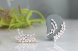 3.50 cttw Pear White Diamond Cluster Stud Earrings for Women in 18K Solid Rose Gold in Screw Back