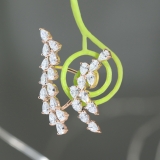 3.50 cttw Pear White Diamond Cluster Stud Earrings for Women in 18K Solid Rose Gold in Screw Back