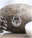 1.45 Cttw Marquise, Pear & Round White Diamond Concentric Circle Pendant Necklace with 18 inch Gold Chain for Women in 10K White Gold