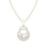 2.85 Cttw Marquise, Pear and Round White Diamond Circle Pendant Necklace and Dangle Earrings Set for Women in 10K Yellow Gold