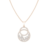 2.85 Cttw Marquise, Pear and Round White Diamond Circle Pendant Necklace and Dangle Earrings Set for Women in 14K Rose Gold
