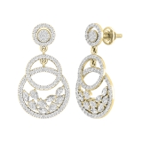 2.85 Cttw Marquise, Pear and Round White Diamond Circle Pendant Necklace and Dangle Earrings Set for Women in 14K Yellow Gold