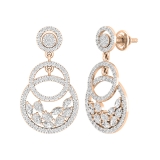 2.85 Cttw Marquise, Pear and Round White Diamond Circle Pendant Necklace and Dangle Earrings Set for Women in 18K Rose Gold