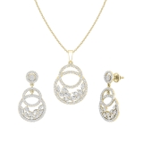 2.85 Cttw Marquise, Pear and Round White Diamond Circle Pendant Necklace and Dangle Earrings Set for Women in 18K Yellow Gold