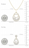 2.85 Cttw Marquise, Pear and Round White Diamond Circle Pendant Necklace and Dangle Earrings Set for Women in 18K Yellow Gold