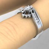 0.40 Carat (ctw) 14k White Gold Marquise & Round Diamond Ladies Swirl Engagement Matching Band Bridal Ring Set