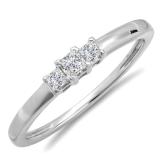 0.25 Carat (ctw) 14k White Gold Princess Diamond Ladies Bridal 3 Stone Engagement Ring