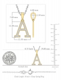 0.09 Carat Round White Diamond Initial 'A' Letter Pendant with 18 inch Silver Chain for Women in 18K Yellow Gold
