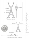 0.09 Carat Round White Diamond Initial 'A' Letter Pendant with 18 inch Gold Chain for Women in 18K White Gold