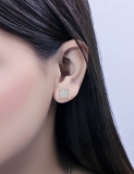 Round White Diamond Square Filigree Groove Sides Pushback Cushion Stud Earrings (0.20 Ctw, Color I-J, Clarity I1-I2) in 18K Rose Gold