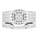 1.85 Carat (ctw) Baguette & Round White Diamond Cushion Filigree Two Tone Engagement Ring Set for Women in 925 Sterling Silver