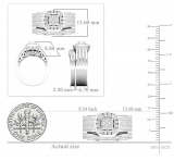 1.85 Carat (ctw) Baguette & Round White Diamond Cushion Filigree Two Tone Engagement Ring Set for Women in 925 Sterling Silver