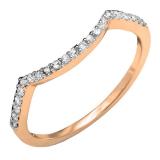 0.15 Carat (ctw) 10K Rose Gold Round Cut Diamond Ladies Anniversary Wedding Stackable Band Contour Guard Ring
